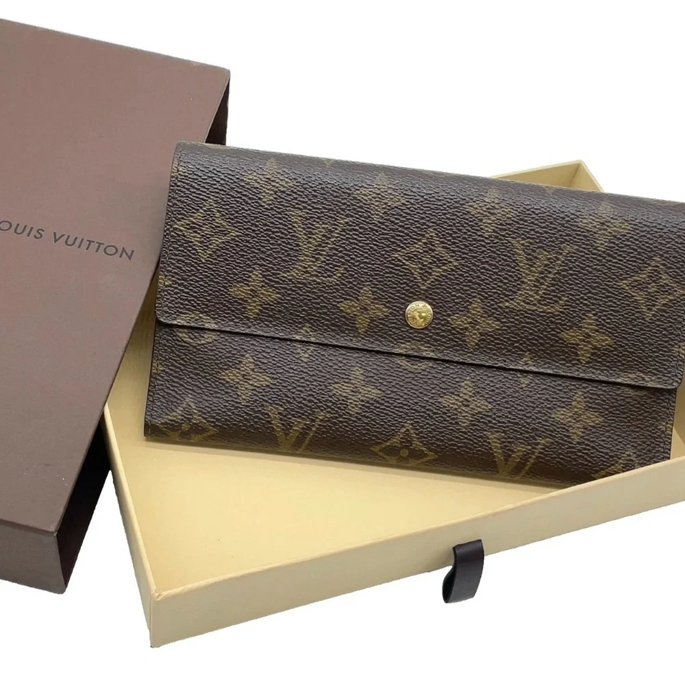 Auth Louis Vuitton Monogram Portefeuille International MI0921